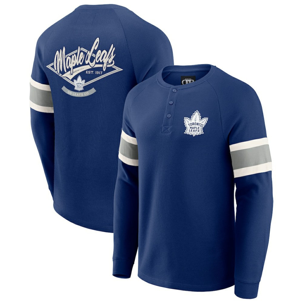 Toronto Maple Leafs Darius Rucker Collection by Fanatics Waffle-Knit Raglan Long Sleeve Henley T-Shirt Discount