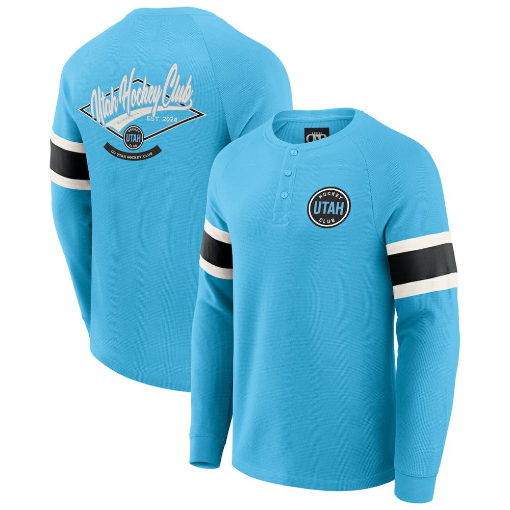 Utah Hockey Club Darius Rucker Collection by Fanatics Waffle-Knit Raglan Long Sleeve Henley T-Shirt For Sale