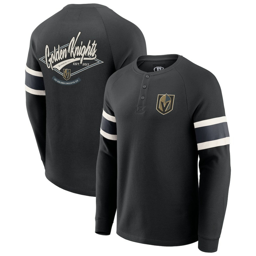 Vegas Golden Knights Darius Rucker Collection by Fanatics Waffle-Knit Raglan Long Sleeve Henley T-Shirt For Sale