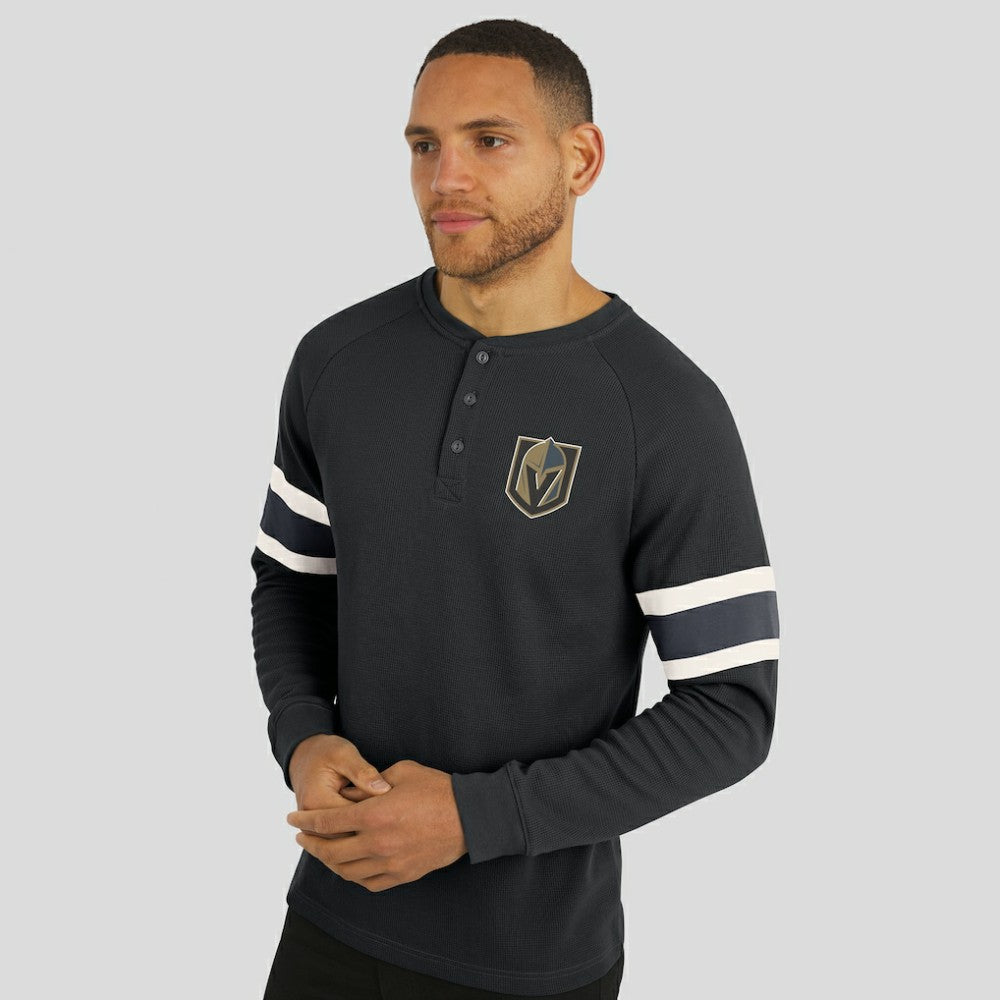 Vegas Golden Knights Darius Rucker Collection by Fanatics Waffle-Knit Raglan Long Sleeve Henley T-Shirt For Sale