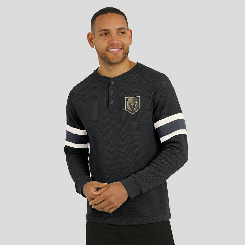 Vegas Golden Knights Darius Rucker Collection by Fanatics Waffle-Knit Raglan Long Sleeve Henley T-Shirt For Sale