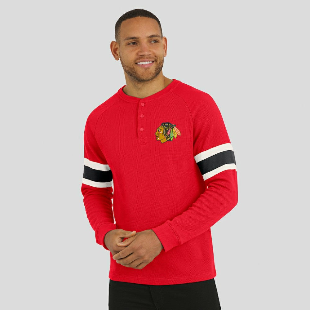 Chicago Blackhawks Darius Rucker Collection by Fanatics Waffle-Knit Raglan Long Sleeve Henley T-Shirt Online