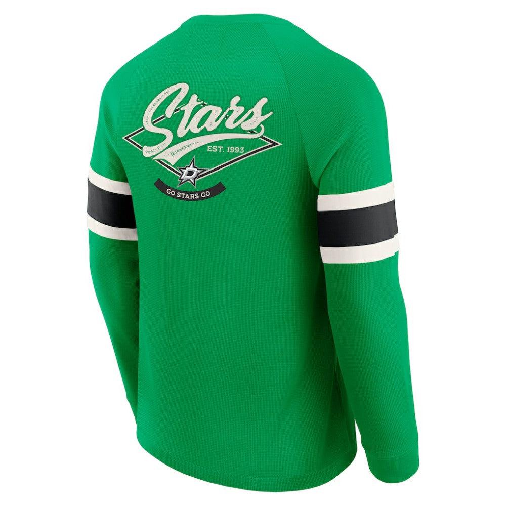 Dallas Stars Darius Rucker Collection by Fanatics Waffle-Knit Raglan Long Sleeve Henley T-Shirt On Sale