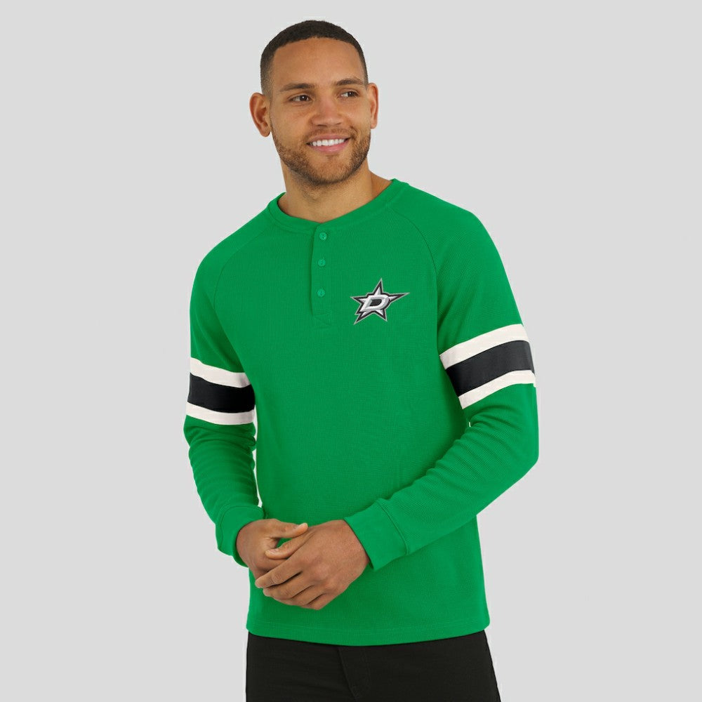 Dallas Stars Darius Rucker Collection by Fanatics Waffle-Knit Raglan Long Sleeve Henley T-Shirt On Sale