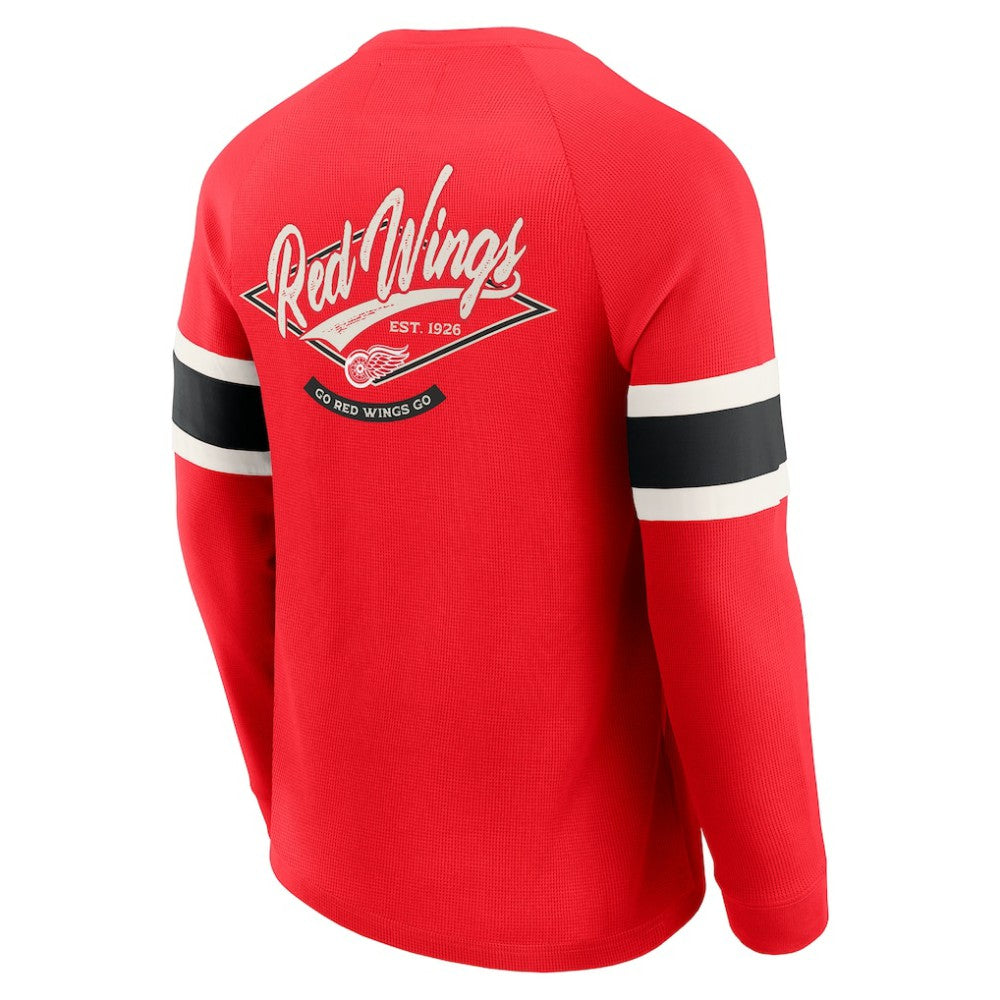 Detroit Red Wings Darius Rucker Collection by Fanatics Waffle-Knit Raglan Long Sleeve Henley T-Shirt For Sale