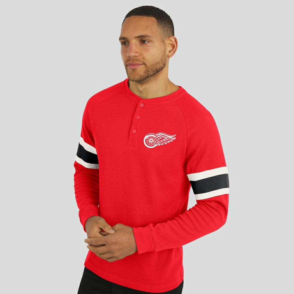 Detroit Red Wings Darius Rucker Collection by Fanatics Waffle-Knit Raglan Long Sleeve Henley T-Shirt For Sale