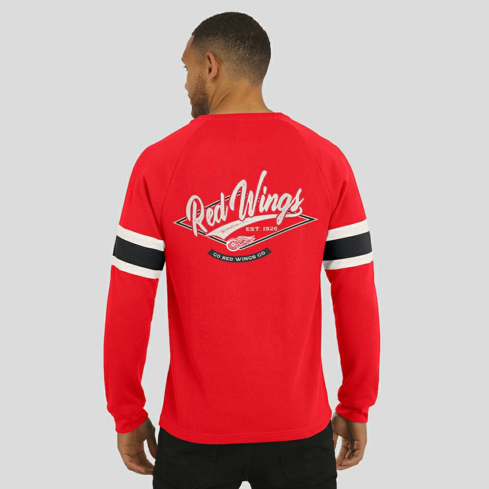Detroit Red Wings Darius Rucker Collection by Fanatics Waffle-Knit Raglan Long Sleeve Henley T-Shirt For Sale