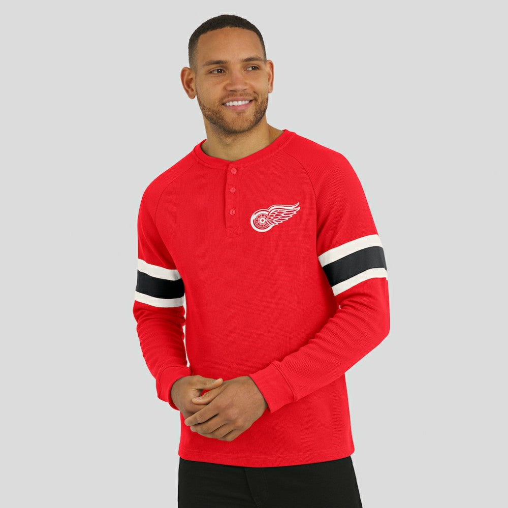 Detroit Red Wings Darius Rucker Collection by Fanatics Waffle-Knit Raglan Long Sleeve Henley T-Shirt For Sale