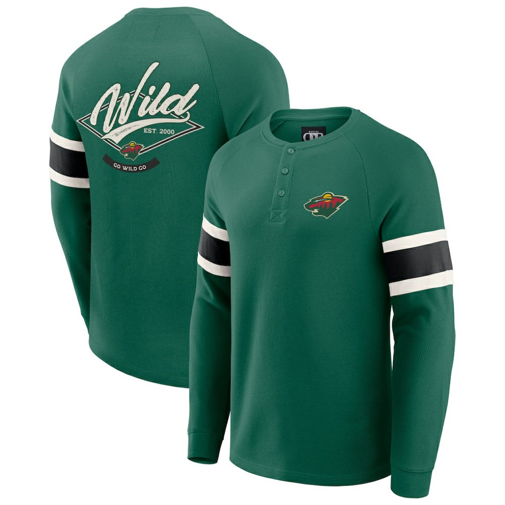 Minnesota Wild Darius Rucker Collection by Fanatics Waffle-Knit Raglan Long Sleeve Henley T-Shirt Online