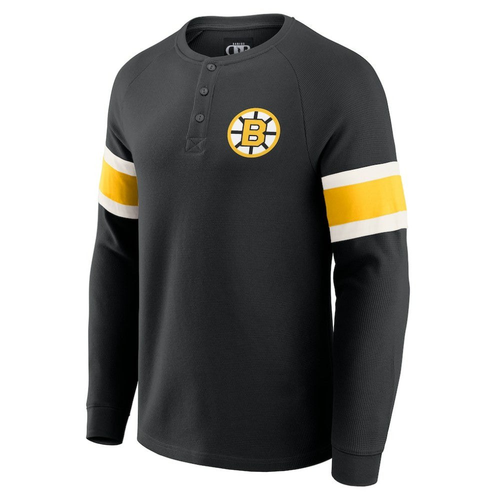 Boston Bruins Darius Rucker Collection by Fanatics Waffle-Knit Raglan Long Sleeve Henley T-Shirt Discount