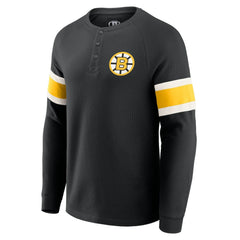 Boston Bruins Darius Rucker Collection by Fanatics Waffle-Knit Raglan Long Sleeve Henley T-Shirt Discount