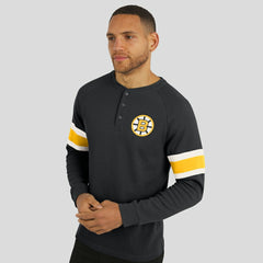 Boston Bruins Darius Rucker Collection by Fanatics Waffle-Knit Raglan Long Sleeve Henley T-Shirt Discount