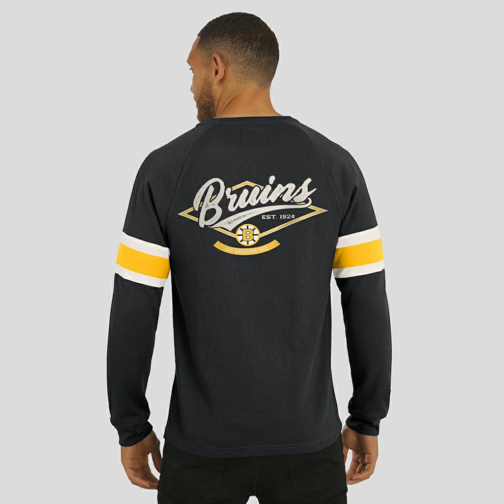 Boston Bruins Darius Rucker Collection by Fanatics Waffle-Knit Raglan Long Sleeve Henley T-Shirt Discount