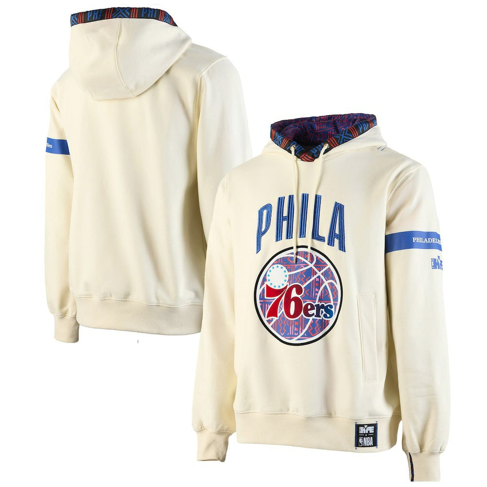 Philadelphia 76ers NBA x Two Hype Culture & Hoops Collection Premium Pullover Hoodie - Cream sale On Sale