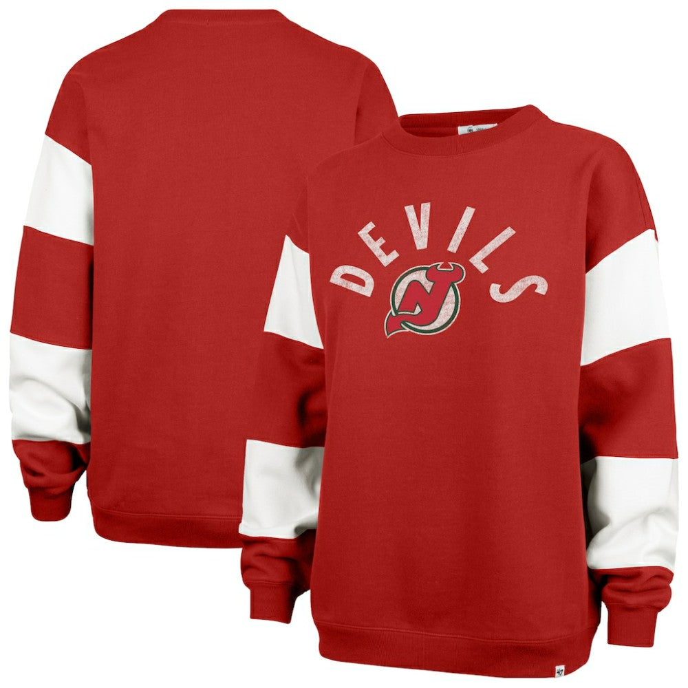 New Jersey Devils '47 Women's Eephus Barred Pullover Sweatshirt For Sale