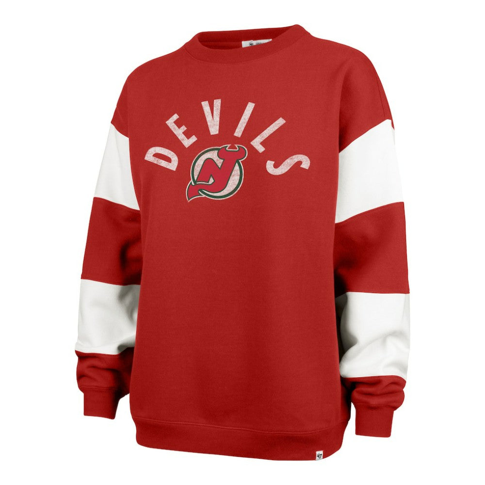New Jersey Devils '47 Women's Eephus Barred Pullover Sweatshirt For Sale