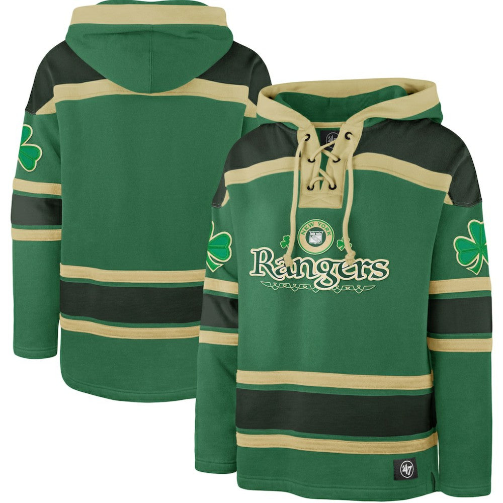 New York Rangers '47 St. Patrick's Day McLucky Superior Lacer Pullover Hoodie Outlet