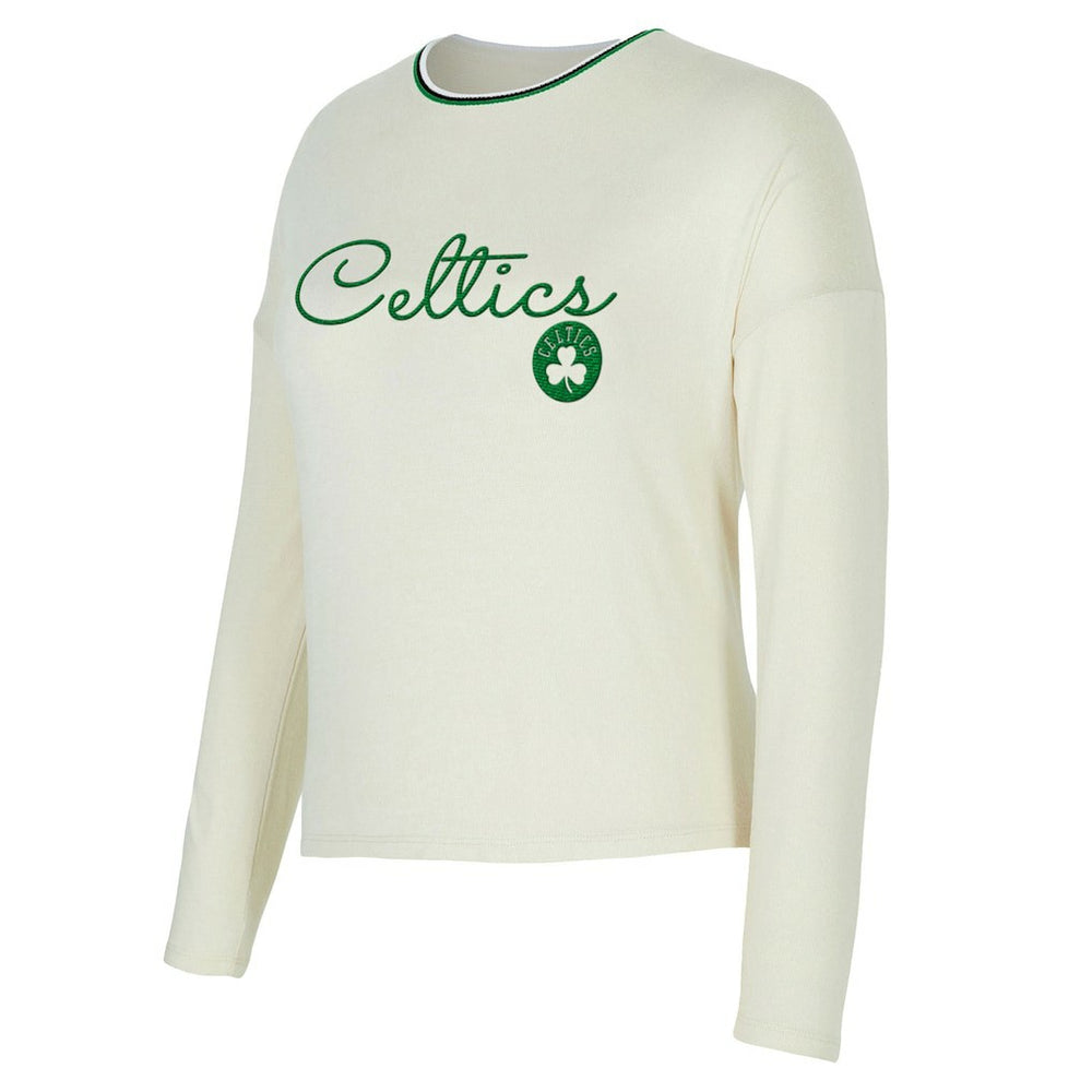 Boston Celtics Concepts Sport Women's Kaki Hacci Knit Long Sleeve Top & Shorts Set On Sale