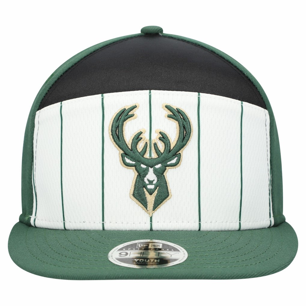 Milwaukee Bucks Youth 2025 NBA Tip Off Split Panel 9FIFTY Snapback Hat On Sale