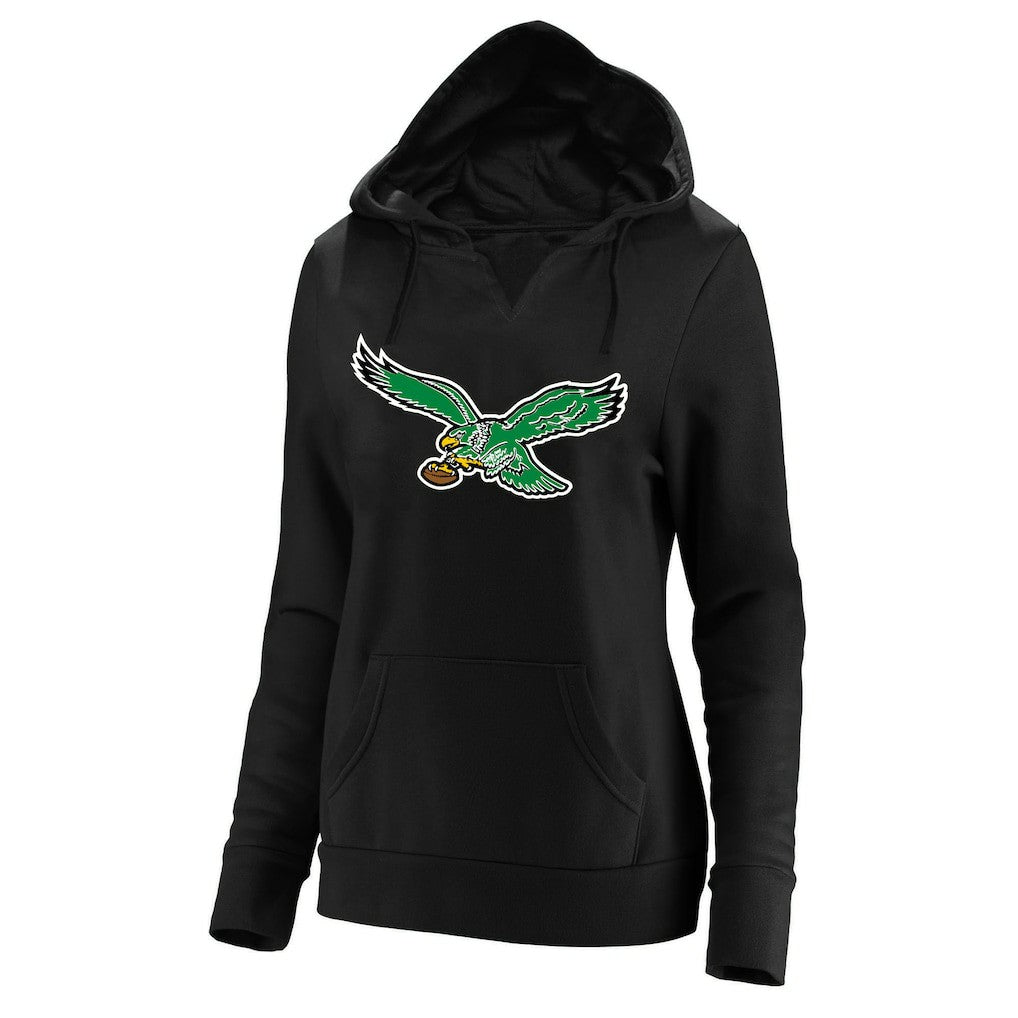 Philadelphia Eagles Fanatics Women's Plus Size Throwback Logo V-Neck Pullover Hoodie