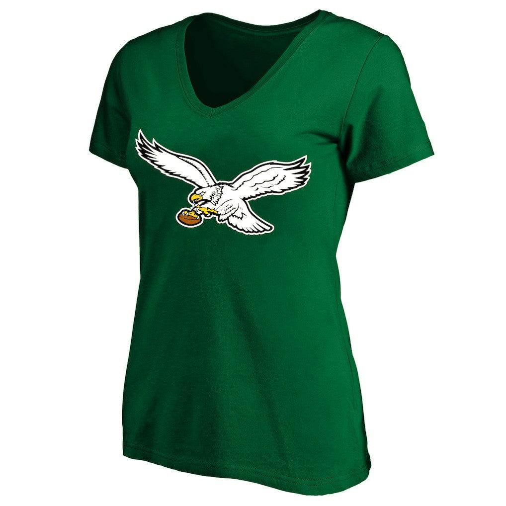 Philadelphia Eagles Fanatics Women's Plus Size Vintage Logo V-Neck T-Shirt