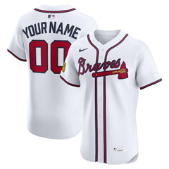 Atlanta Braves Nike Home Elite Sponsor Patch Custom Jersey | MLB Sale