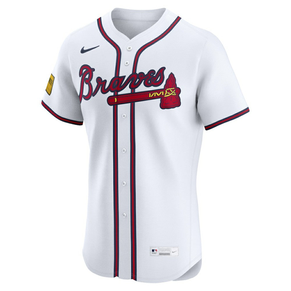 Atlanta Braves Nike Home Elite Sponsor Patch Custom Jersey | MLB Sale