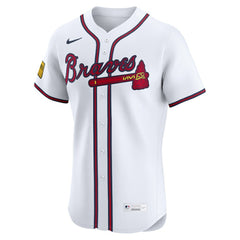Atlanta Braves Nike Home Elite Sponsor Patch Custom Jersey | MLB Sale