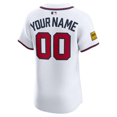 Atlanta Braves Nike Home Elite Sponsor Patch Custom Jersey | MLB Sale