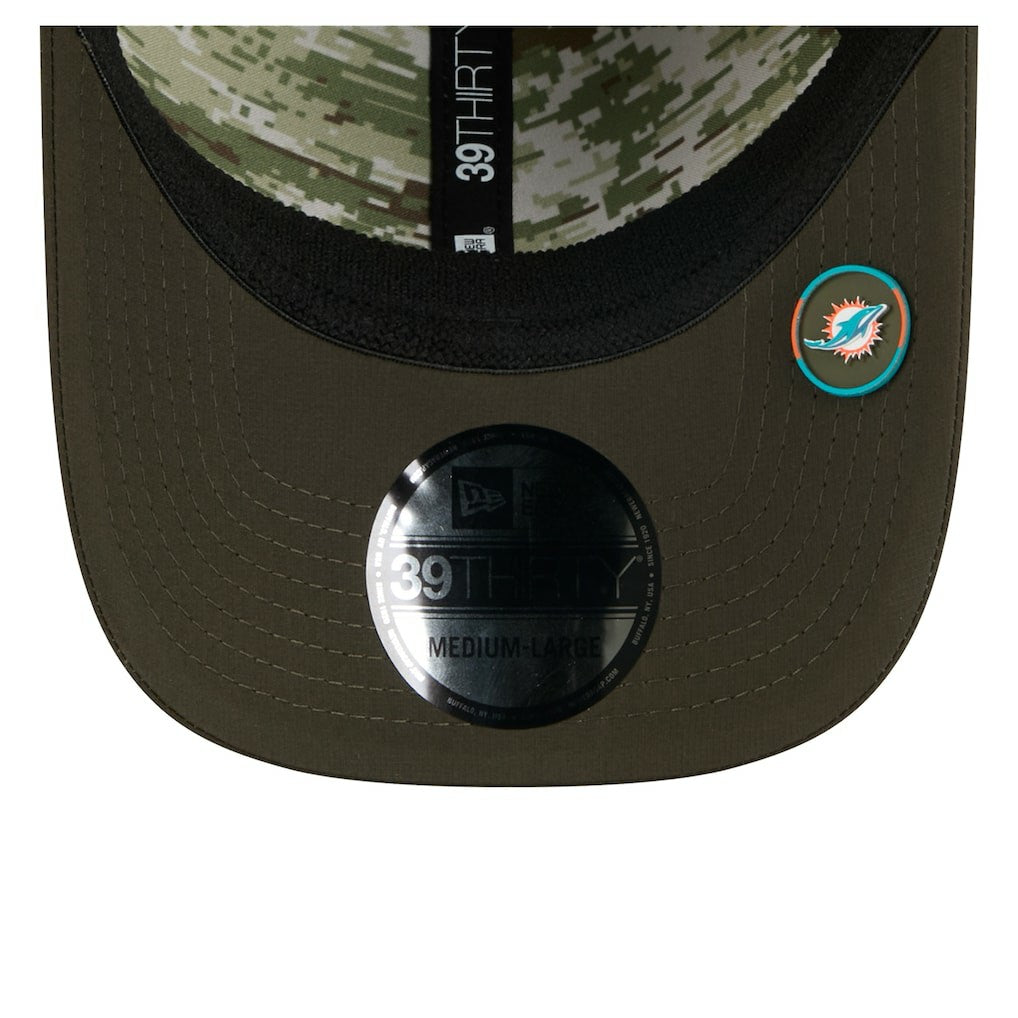 Miami Dolphins New Era 2025 Salute to Service 39THIRTY Flex Hat