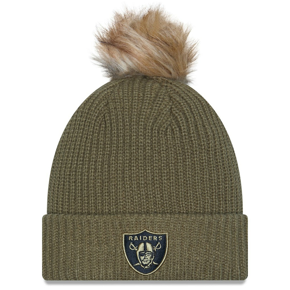 Las Vegas Raiders New Era Women's 2025 Salute to Service Cuffed Knit Hat with Pom