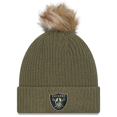 Las Vegas Raiders New Era Women's 2025 Salute to Service Cuffed Knit Hat with Pom