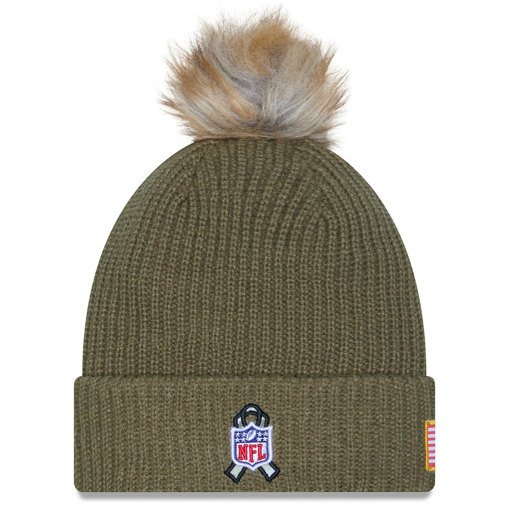 Las Vegas Raiders New Era Women's 2025 Salute to Service Cuffed Knit Hat with Pom