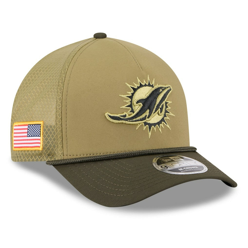 Miami Dolphins New Era Youth 2025 Salute to Service 9FORTY A-Frame Adjustable Hat