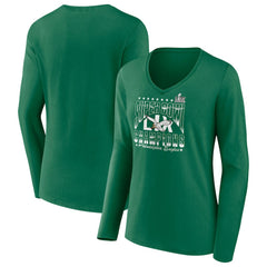 Philadelphia Eagles Fanatics Women's Super Bowl LIX Champions Retro Logo Long Sleeve V-Neck T-Shirt