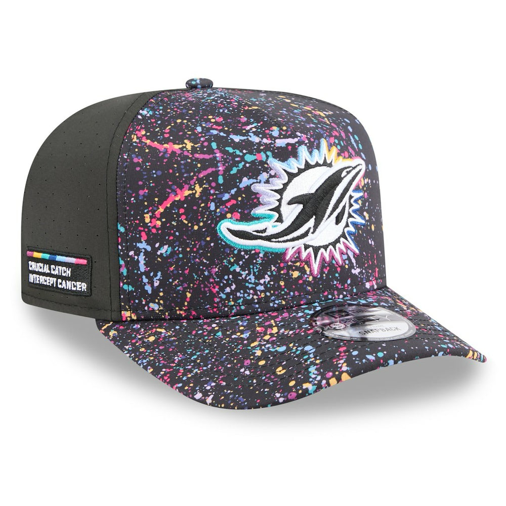 Miami Dolphins New Era 2025 NFL Crucial Catch A-Frame 9FIFTY Snapback Hat