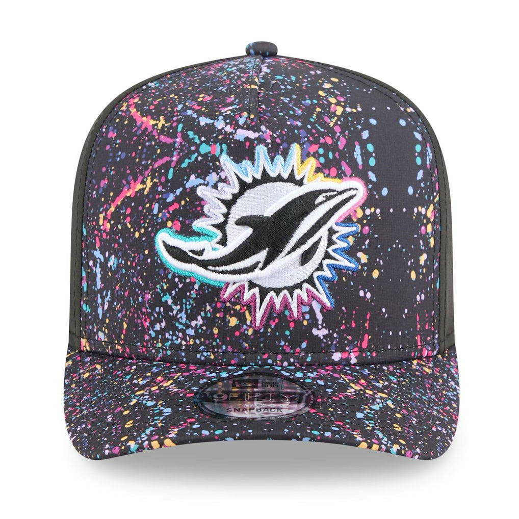 Miami Dolphins New Era 2025 NFL Crucial Catch A-Frame 9FIFTY Snapback Hat