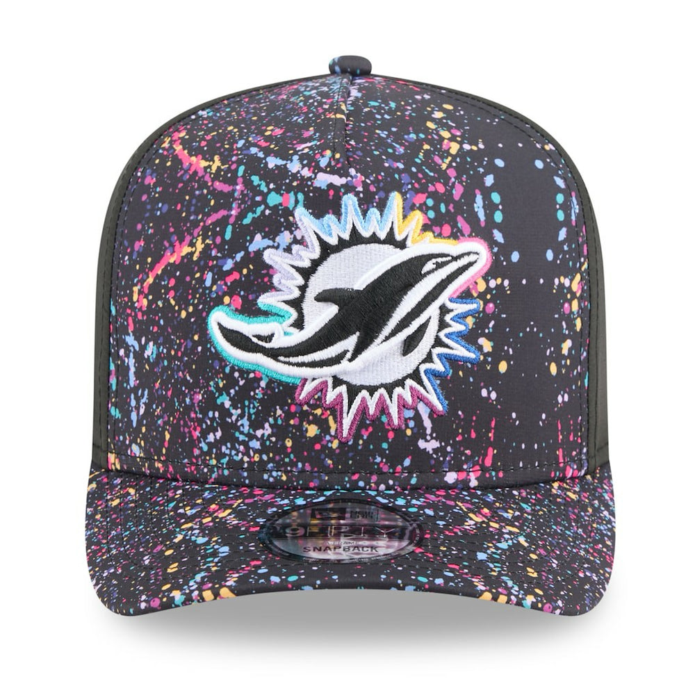 Miami Dolphins New Era 2025 NFL Crucial Catch A-Frame 9FIFTY Snapback Hat
