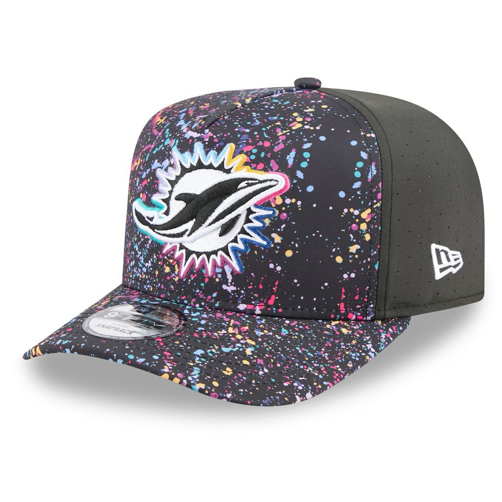 Miami Dolphins New Era 2025 NFL Crucial Catch A-Frame 9FIFTY Snapback Hat