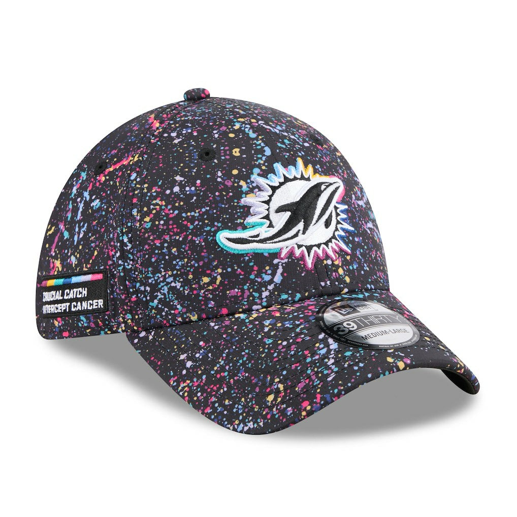 Miami Dolphins New Era 2025 NFL Crucial Catch 39THIRTY Flex Hat