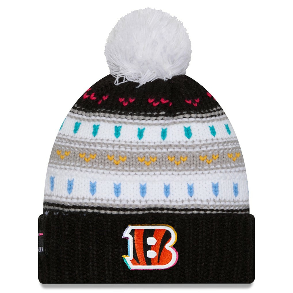 Cincinnati Bengals New Era Women's 2025 NFL Crucial Catch Cuffed Knit Hat with Pom