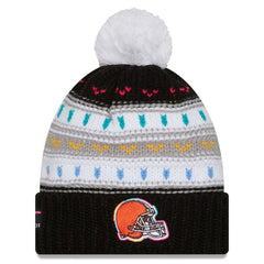 Cleveland Browns New Era Women's 2025 NFL Crucial Catch Cuffed Knit Hat with Pom
