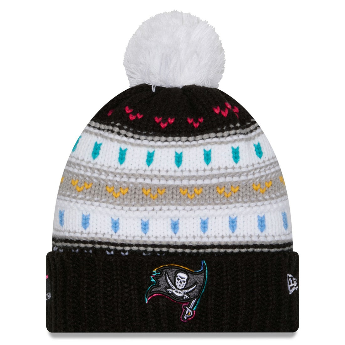 Tampa Bay Buccaneers New Era Women's 2025 NFL Crucial Catch Cuffed Knit Hat with Pom