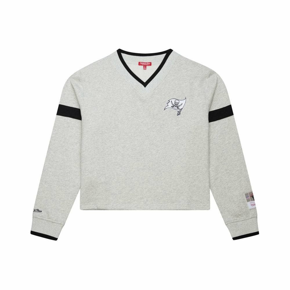 Tampa Bay Buccaneers Mitchell & Ness Women's Cropped V-Neck Sweatshirt