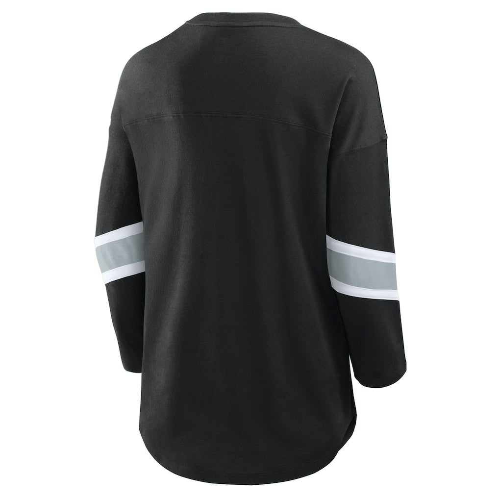 Las Vegas Raiders Fanatics Women's Plus Size Redzone 3/4-Sleeve Scoop Neck T-Shirt