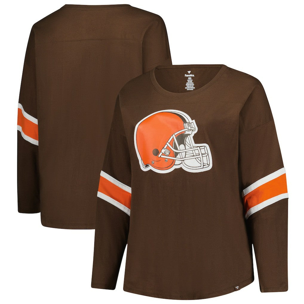 Cleveland Browns Fanatics Women's Plus Size Redzone 3/4-Sleeve Scoop Neck T-Shirt