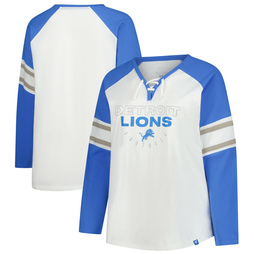 Detroit Lions Fanatics Women's Plus Size Redzone Lace Up Long Sleeve T-Shirt