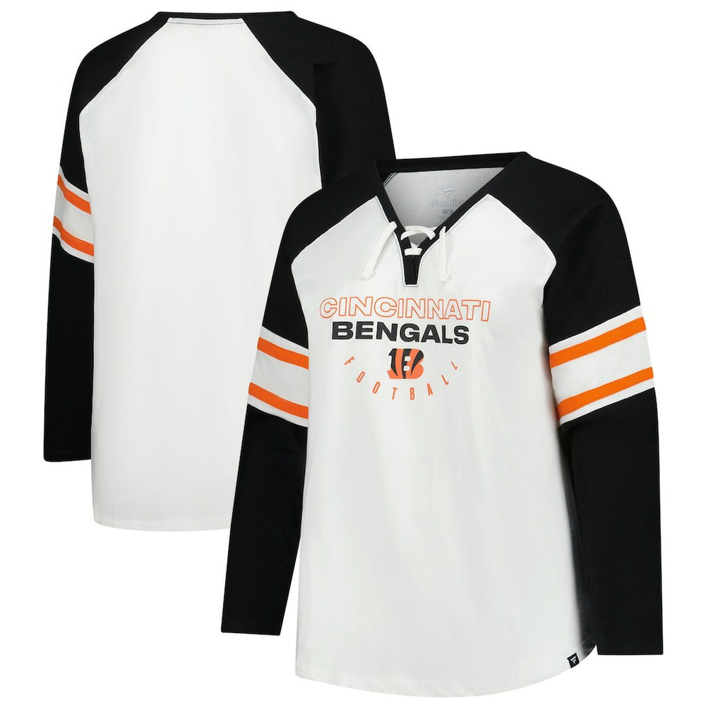 Cincinnati Bengals Fanatics Women's Plus Size Redzone Lace Up Long Sleeve T-Shirt