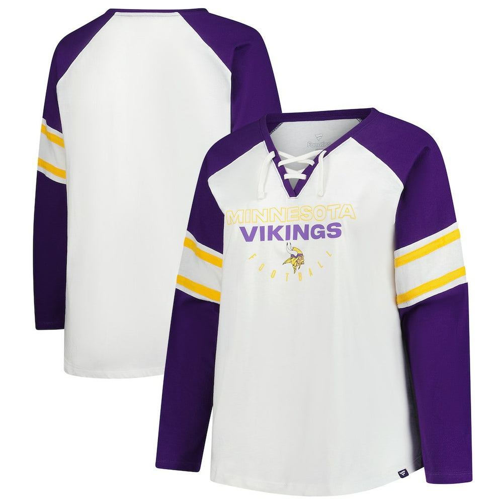 Minnesota Vikings Fanatics Women's Plus Size Redzone Lace Up Long Sleeve T-Shirt