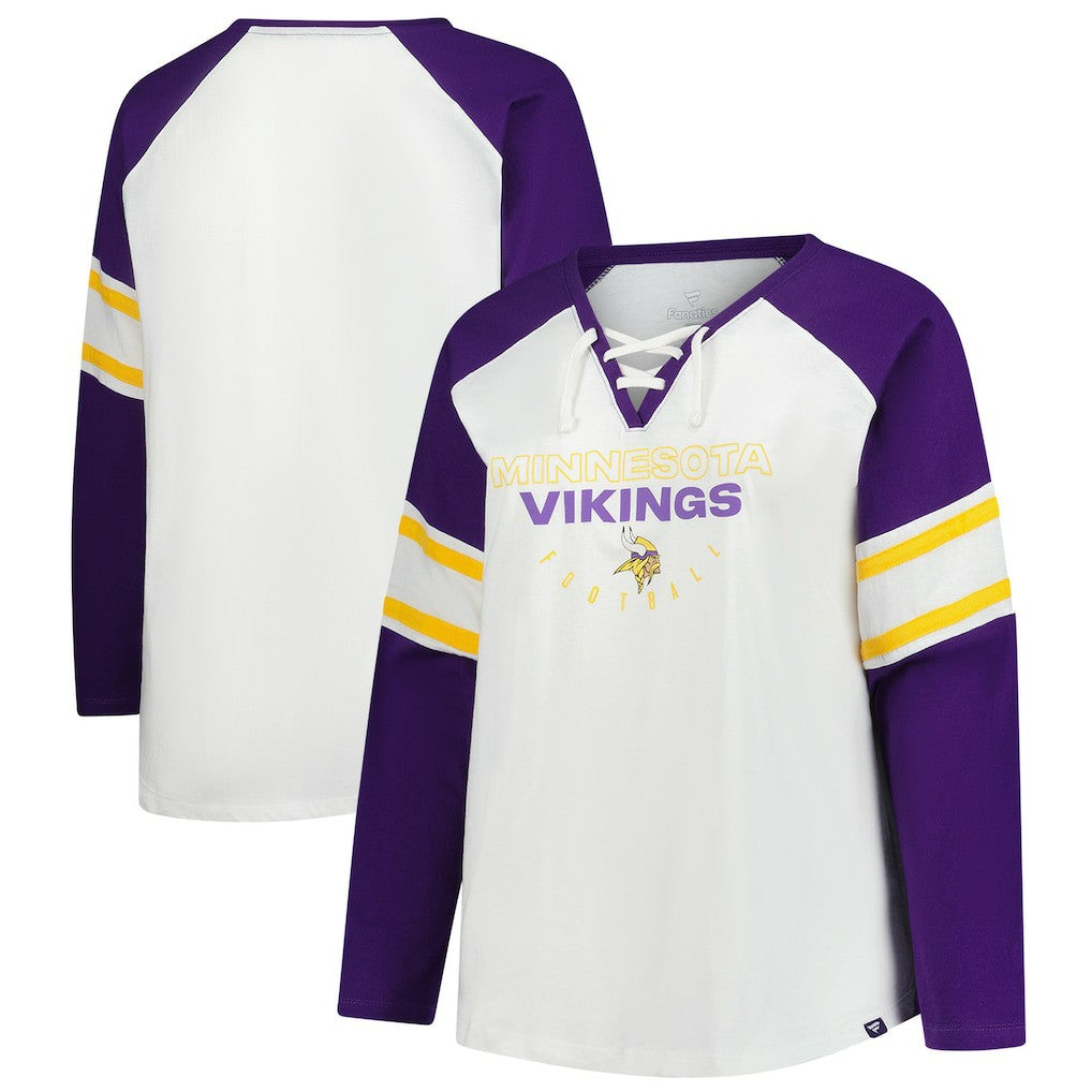 Minnesota Vikings Fanatics Women's Plus Size Redzone Lace Up Long Sleeve T-Shirt
